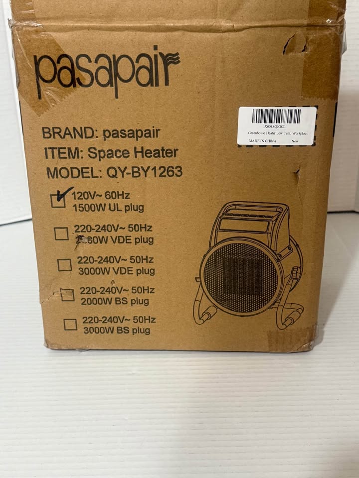 OPEN BOX - pasapair Space Heater (120V~60hz) 1500W