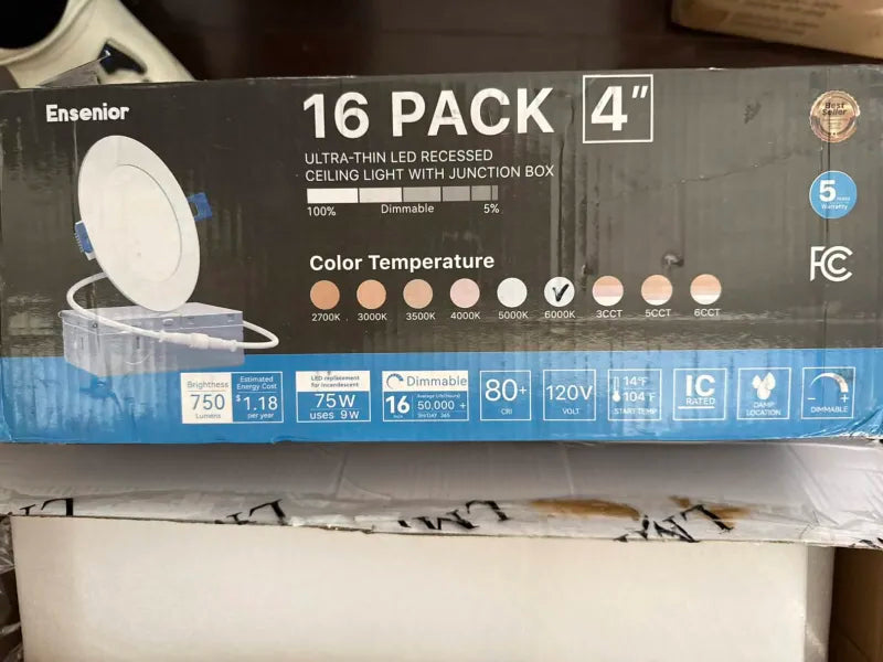 OPEN BOX - 16 Packs 4" Ultra-Thin Led (6000K colour)
